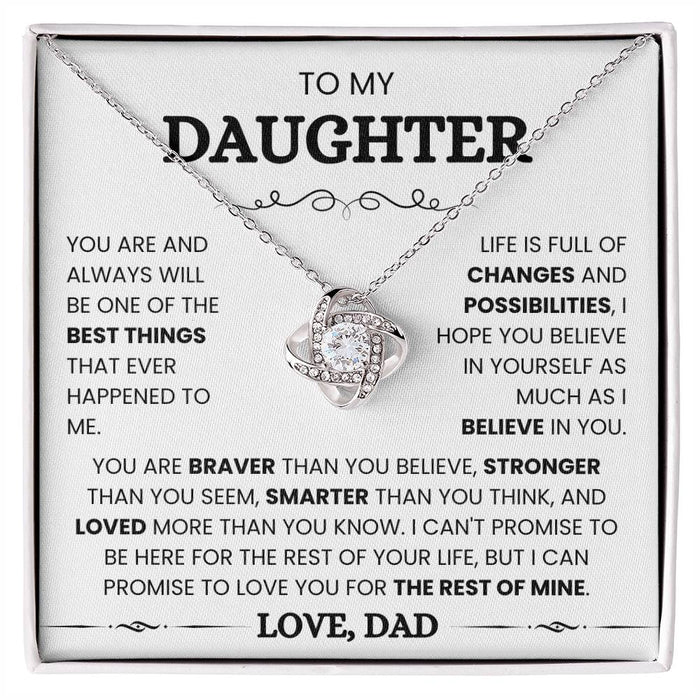 To My Daughter-Loveknot Necklace-I Can't Promise To Be Here