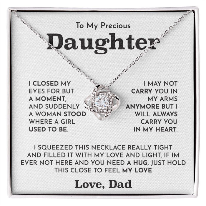 To My Daughter- Loveknot Necklace- I Closed My Eyes