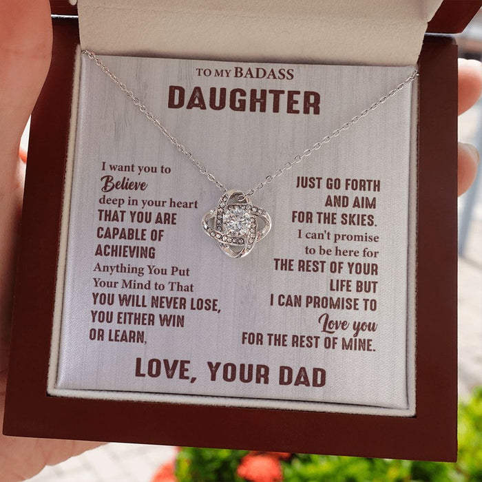To My Badass Daughter- Silver Necklace From Dad
