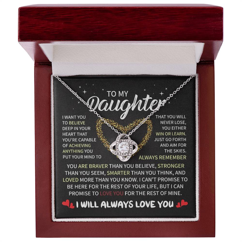 To My Daughter-Loveknot Necklace- I Will Always Love You - luxoz