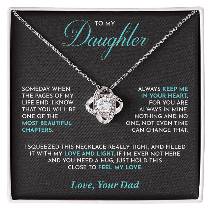 Father Daughter Necklace-Loveknot Silver Plated Necklace