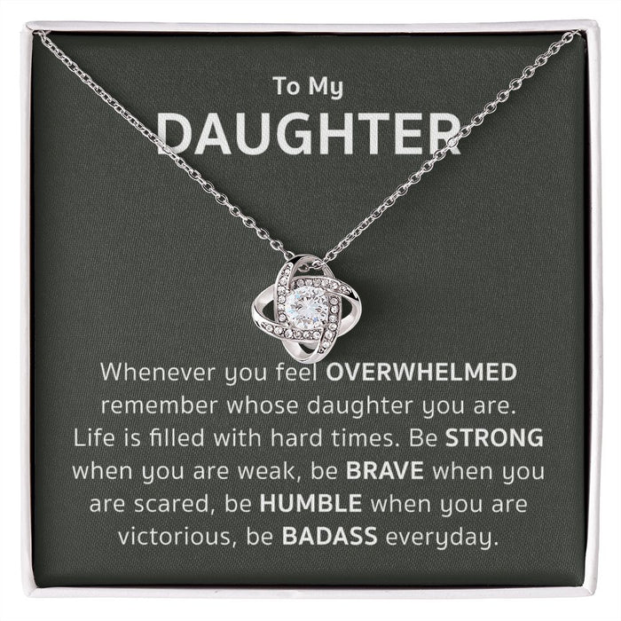 To My Badass Daughter- Loveknot Necklace-Silver Necklace
