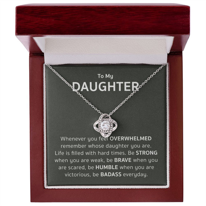 To My Badass Daughter- Loveknot Necklace-Silver Necklace