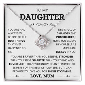 To My Daughter-Loveknot Necklace-You Are Braver Than You Believe - luxoz