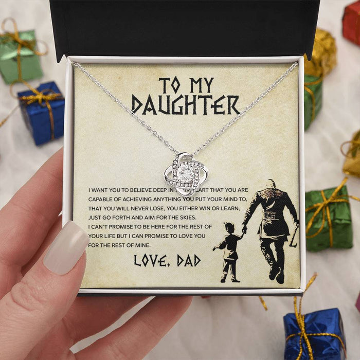 To My Daughter- Loveknot Necklace- You Either Win Or Learn