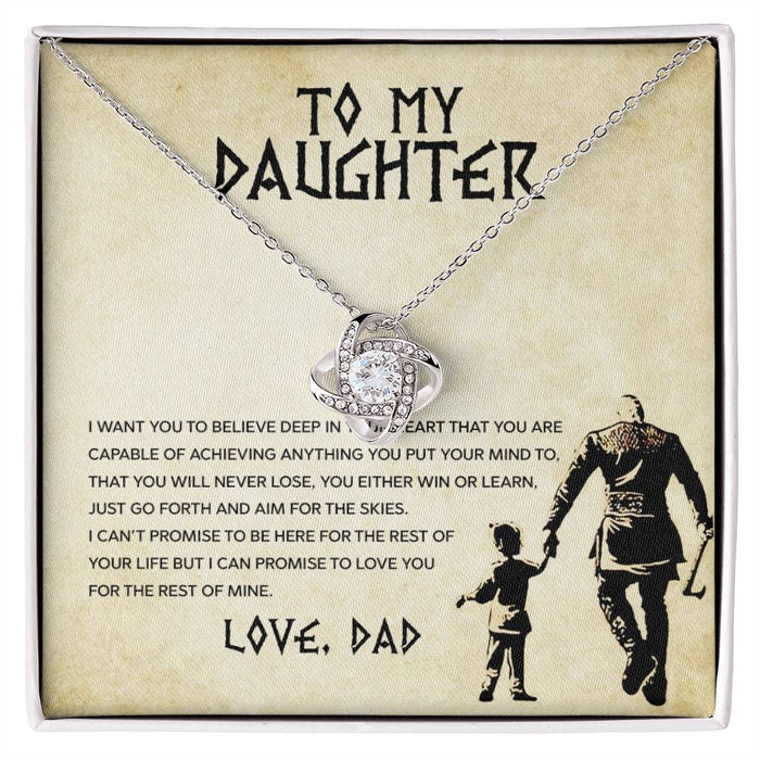 To My Daughter- Loveknot Necklace- You Either Win Or Learn