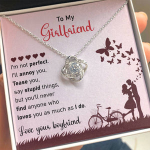 To My Girlfriend- Loveknot Necklace- I'm Not Perfect - luxoz