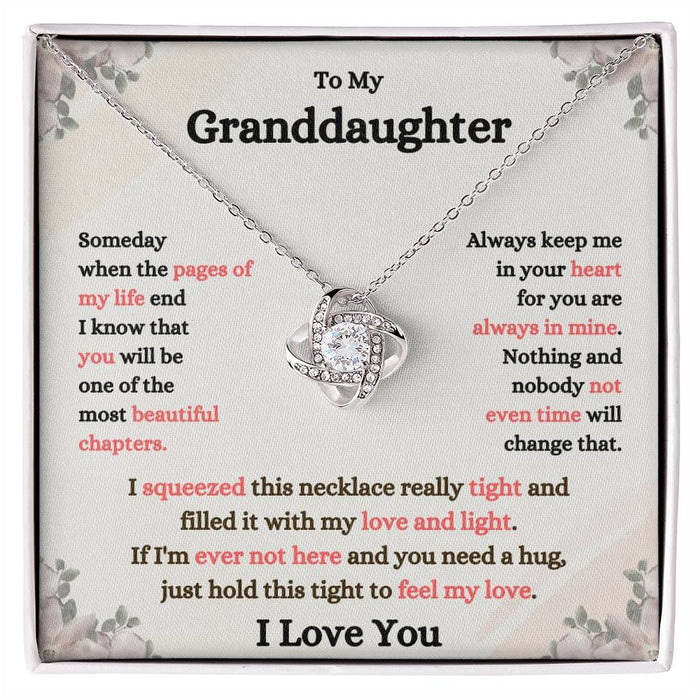 To My Granddaughter-Loveknot Necklace-Hold It Tight To Feel My Love