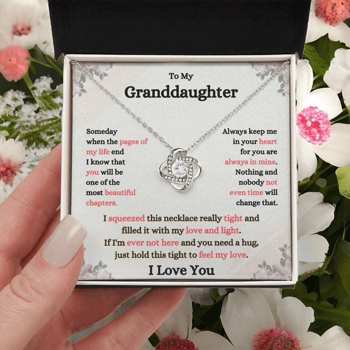 To My Granddaughter-Loveknot Necklace-Hold It Tight To Feel My Love