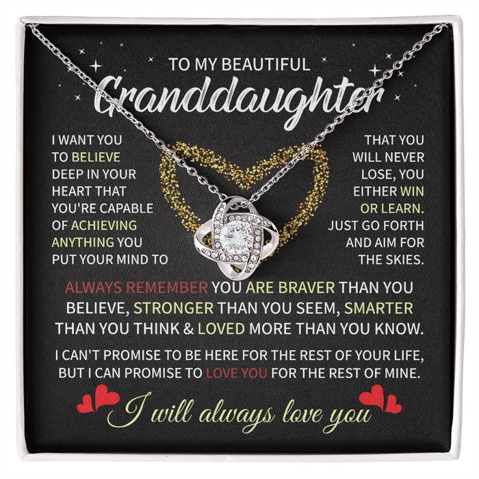 To My Granddaughter-Loveknot Necklace-I Can Promise To Love You