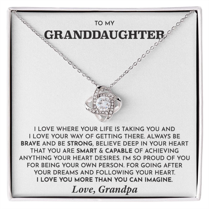 Granddaughter Necklace From Grandpa-Loveknot Necklace