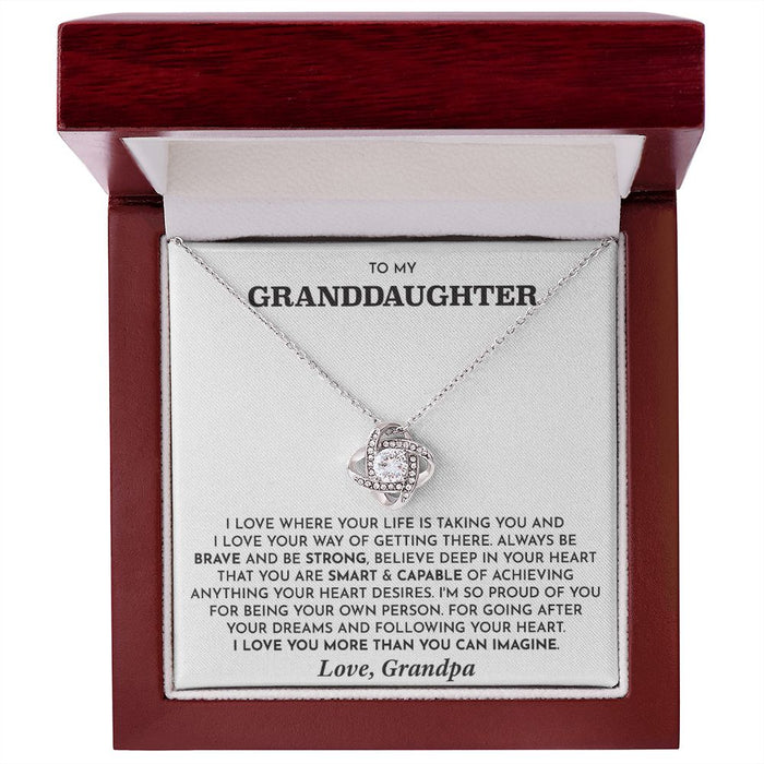 Granddaughter Necklace From Grandpa-Loveknot Necklace