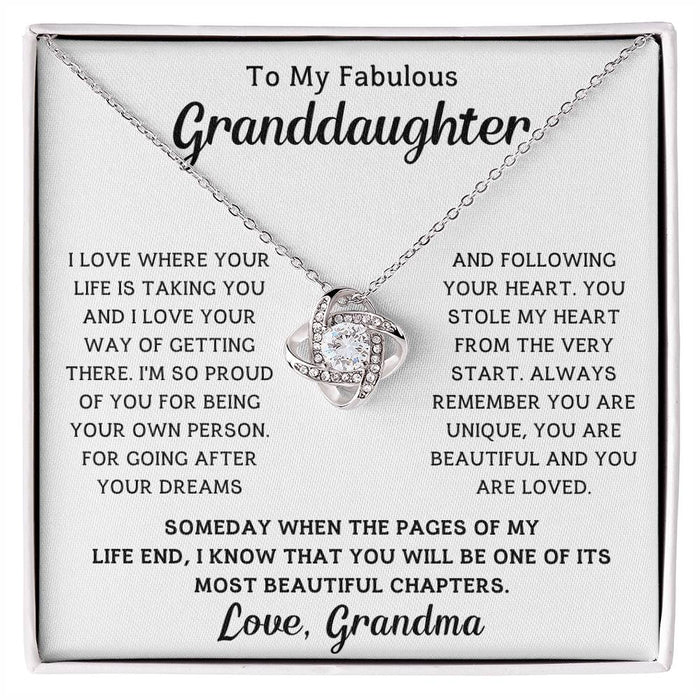 To My Granddaughter -Silver Loveknot Necklace From Grandma