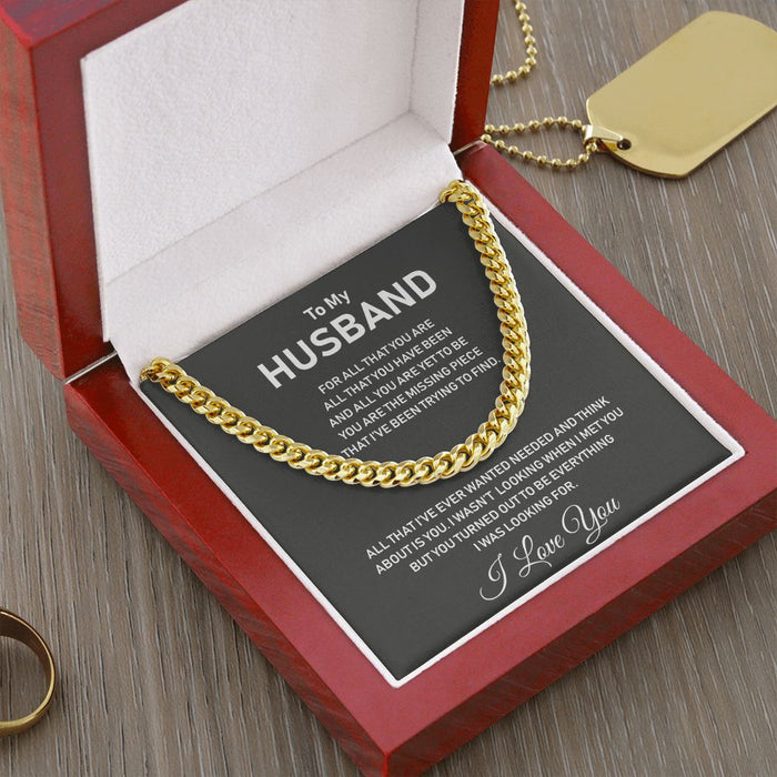 To My Husband- Stainless Steel Cuban Link Chain- I Love You