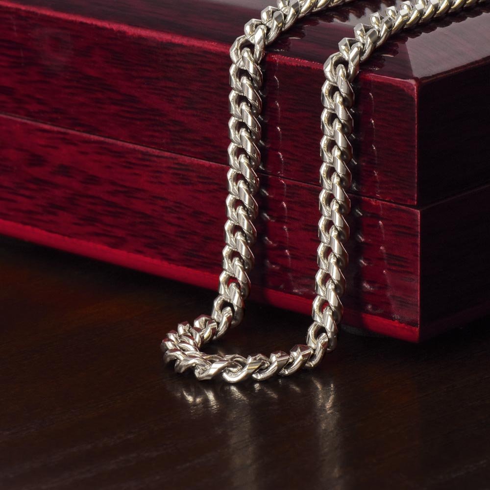To My Husband- Stainless Steel Cuban Link Chain- I Love You - luxoz