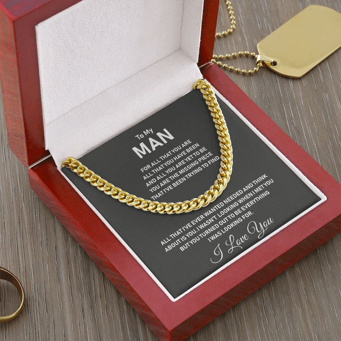To My Man-Stainless Steel Cuban Link Chain- I Love You