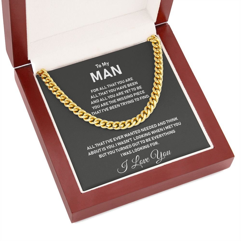 To My Man-Stainless Steel Cuban Link Chain- I Love You - luxoz