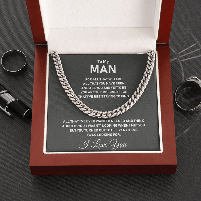 To My Man-Stainless Steel Cuban Link Chain- I Love You