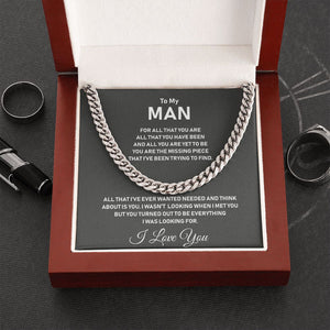 To My Man-Stainless Steel Cuban Link Chain- I Love You - luxoz
