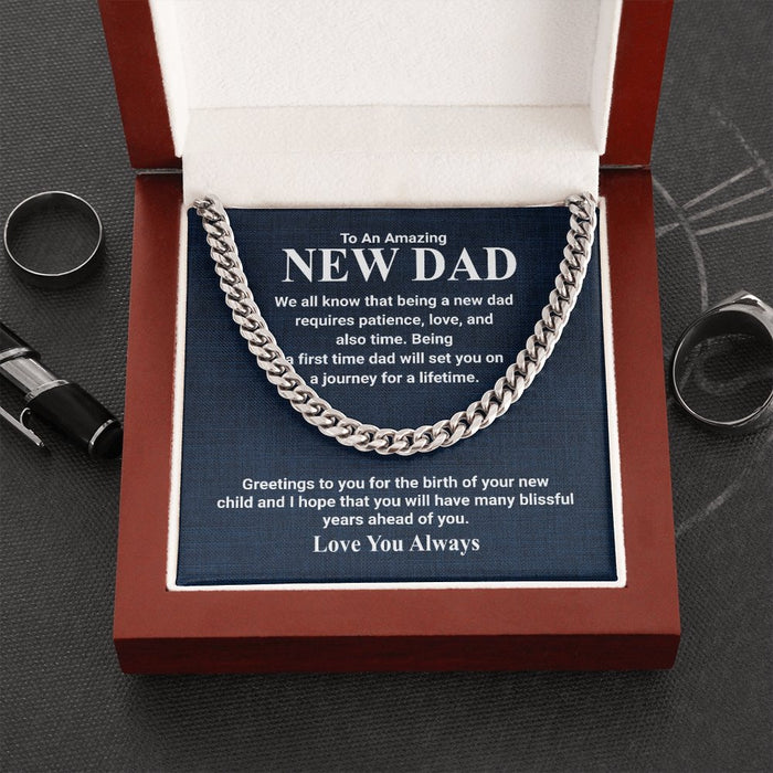 To My Amazing New Dad- Stainless Cuban Link Chain For Father