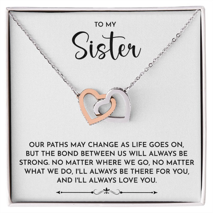 Sister Necklace Gift- Interlocking Hearts Necklace