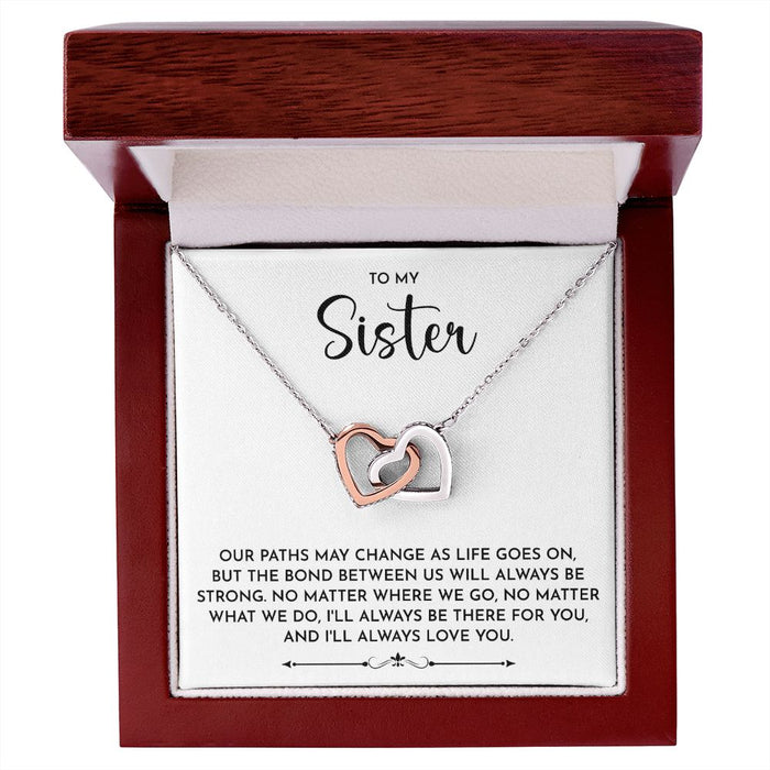 Sister Necklace Gift- Interlocking Hearts Necklace