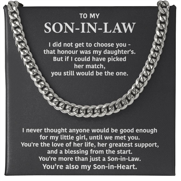 To My Son In Law- Stainless Steel Cuban Link Chain- My Son In Heart