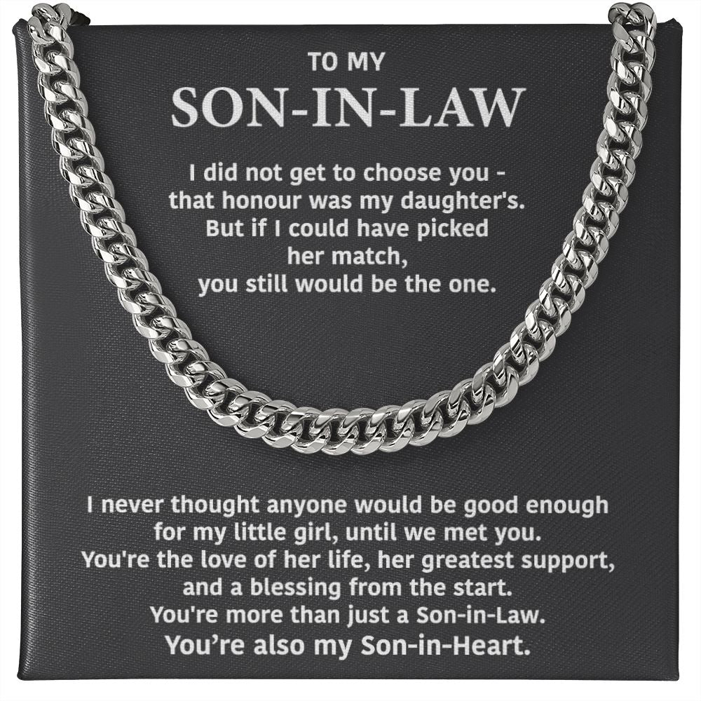 To My Son In Law- Stainless Steel Cuban Link Chain- My Son In Heart - luxoz