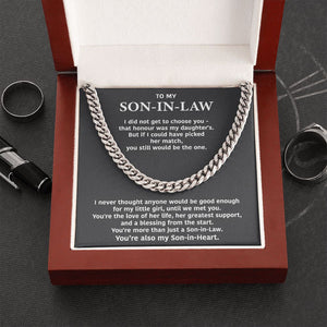 To My Son In Law- Stainless Steel Cuban Link Chain- My Son In Heart - luxoz