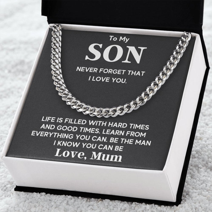 To My Son Necklace From Mum- Cuban Link Chain
