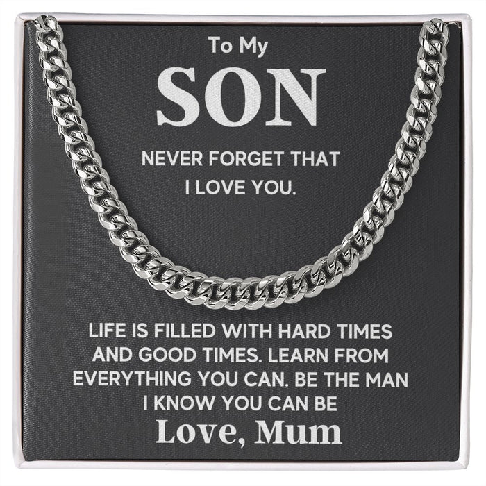 To My Son Necklace From Mum- Cuban Link Chain