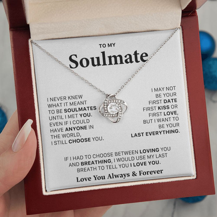 To My Soulmate Necklace- Loveknot Necklace-I Love You