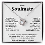 soulmate necklace in lighted box