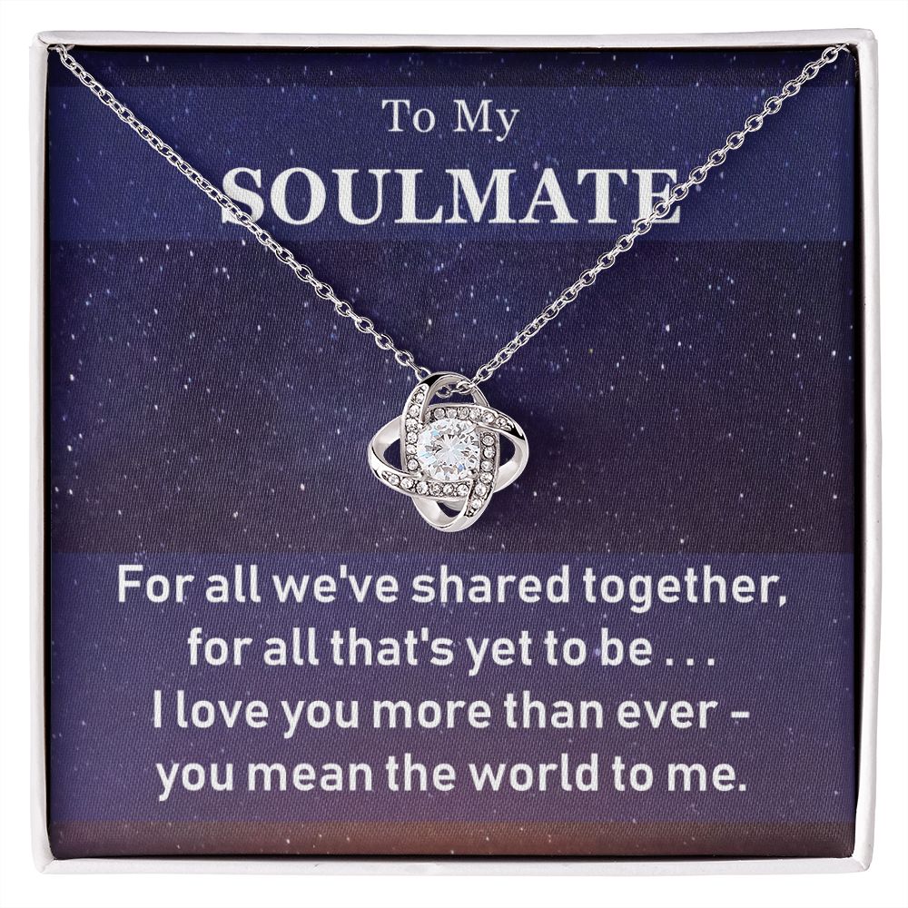 soulmate necklace in lighted box
