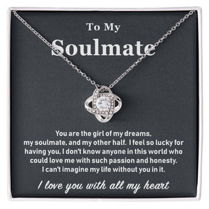 soulmate necklace in lighted box