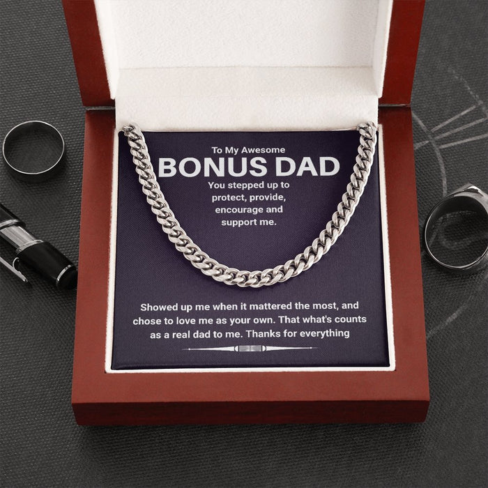 To My Stepped Up Bonus Dad- Cuban Link Chain Necklace