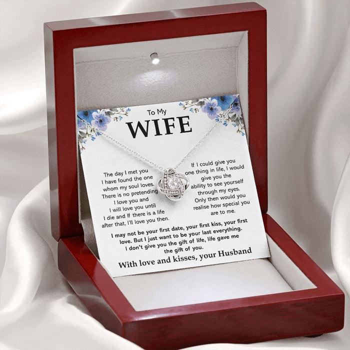 To My Wife Necklace-Loveknot Necklace Silver Plated