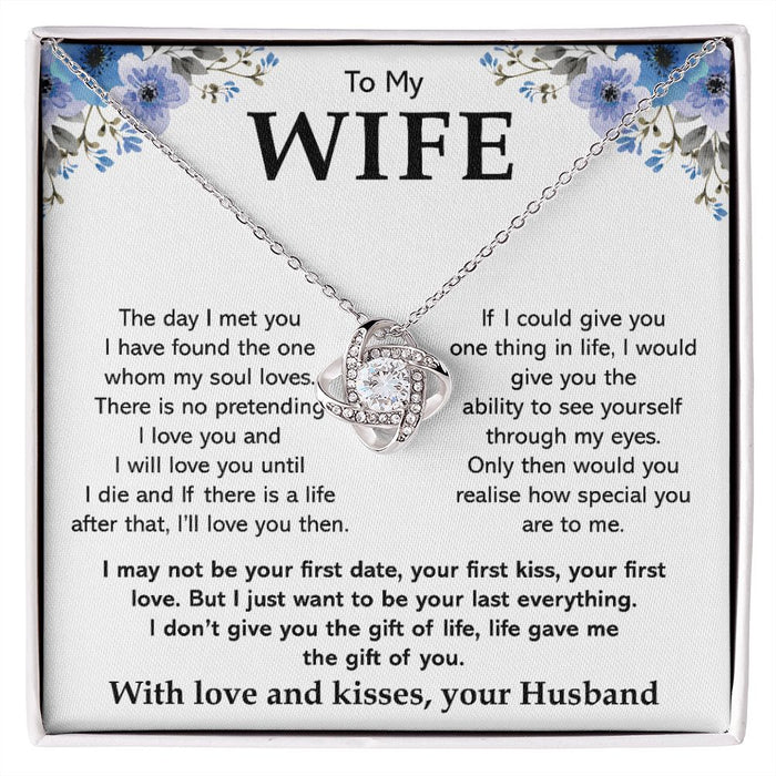 To My Wife Necklace-Loveknot Necklace Silver Plated