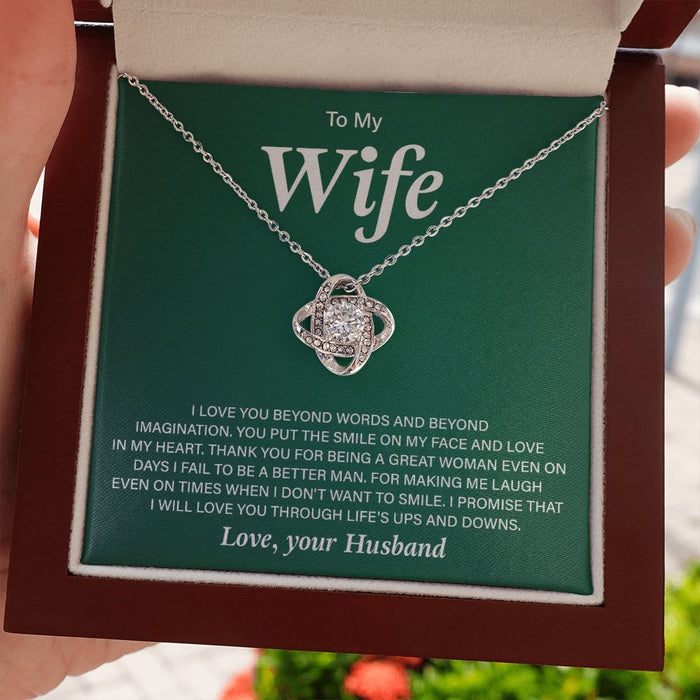 To My Wife Necklace-Meaningful Loveknot Necklace