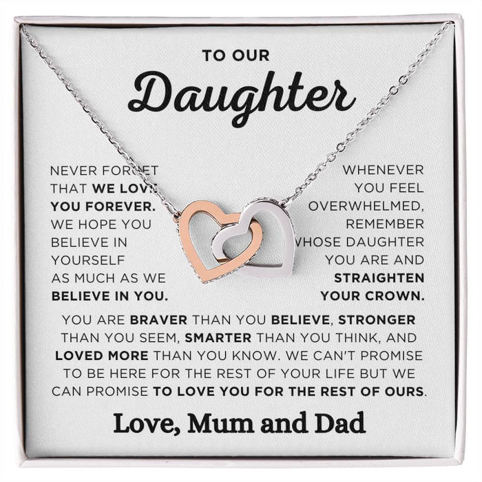 To Our Daughter-Interlocking Herats Necklace-Love Mum & Dad