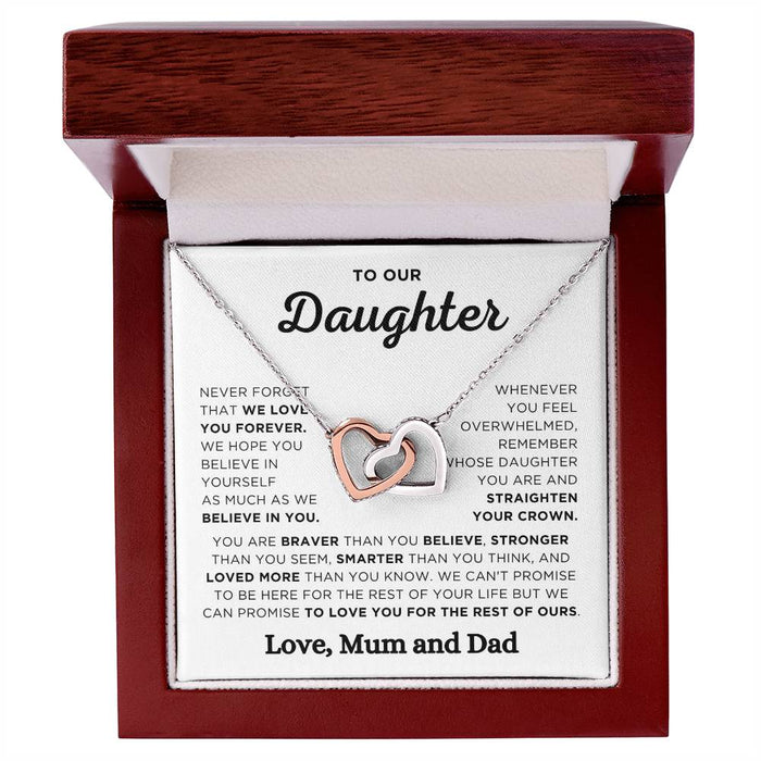 To Our Daughter-Interlocking Herats Necklace-Love Mum & Dad
